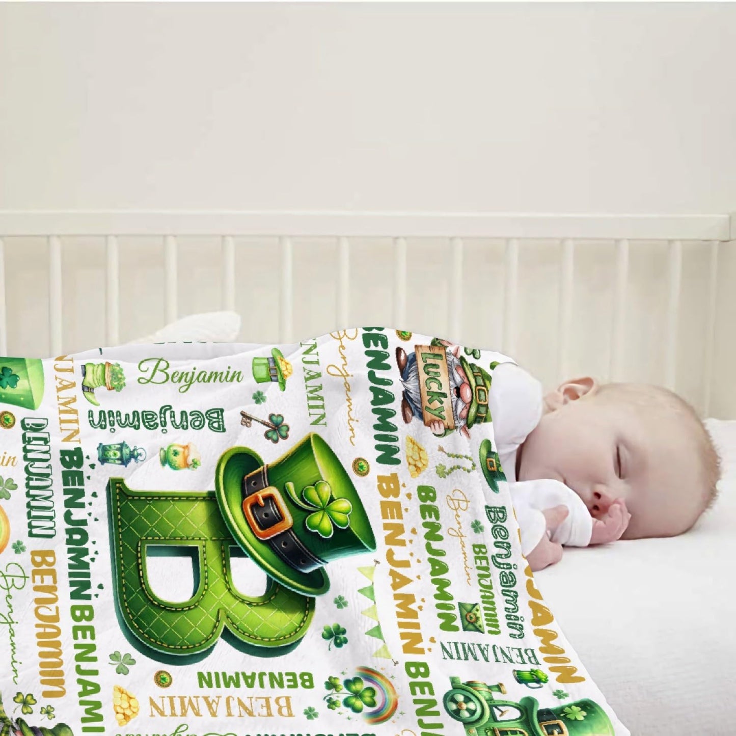 Personalized St Patrick's Day Blanket Soft Fuzzy Flannel Throw 40"x30" Decor for Bed Sofa
