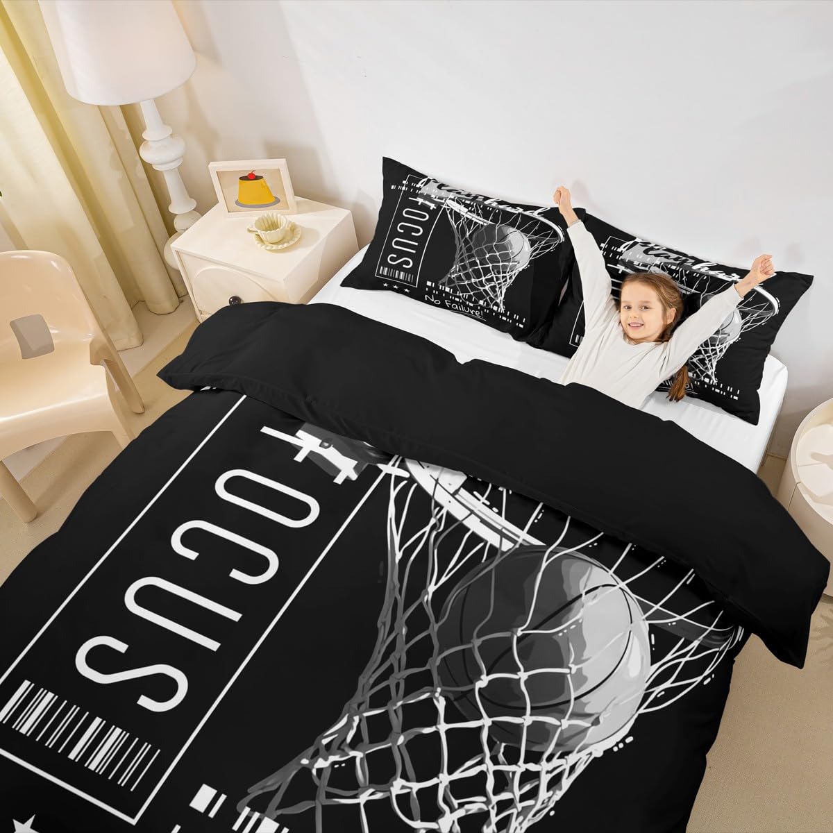 Erosebridal Passionate Basketball Sports Comforter Cover Goal from Hoop Duvet Cover for Boys Kids Teens Men with Motivated No Failure Quote Bedding Set Queen Size Soft Microfiber Room Decoration