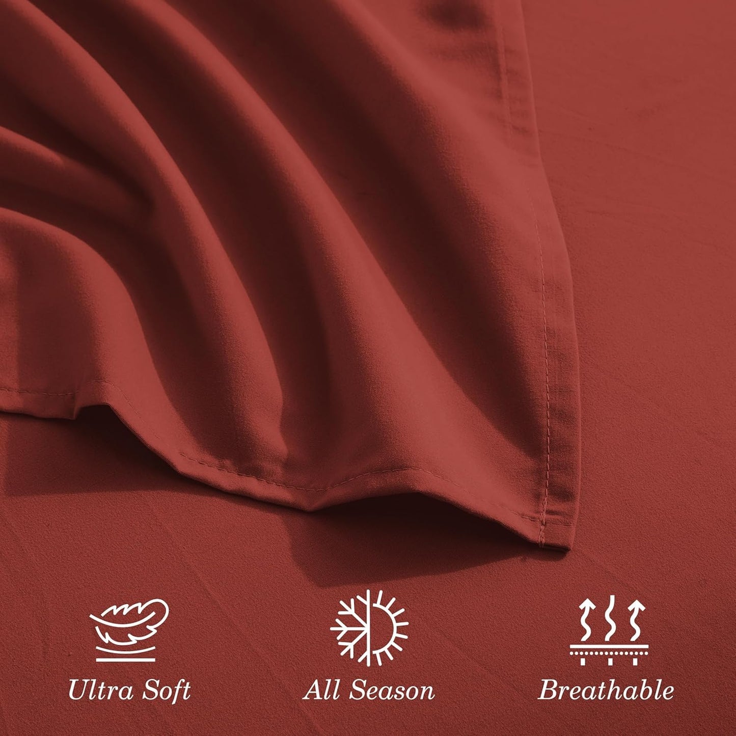 CELINE LINEN Premium 1800 Hotel Quality Wrinkle-Resistant 4-Piece Microfiber Sheet Set - Luxury Ultra Soft and Breathable Bedding 16 Inch Deep Pocket 4PC Sheet Set, King, Rust