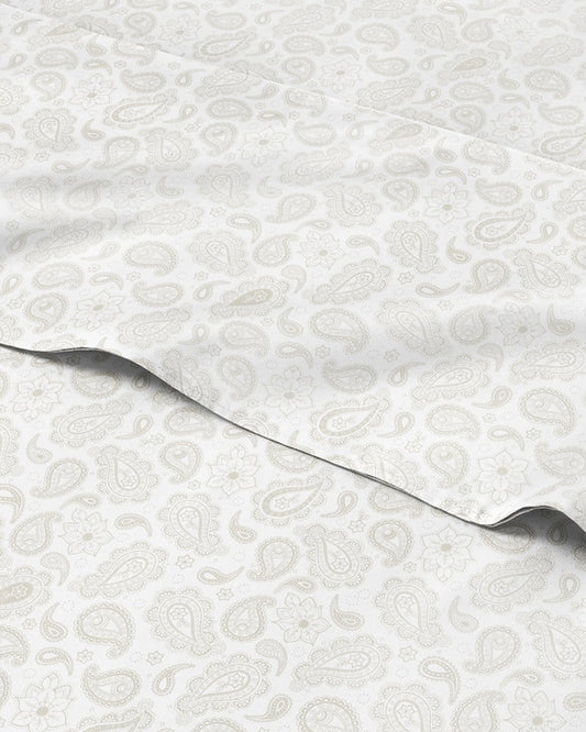 Floral Sheets - Paisley Bed Sheet Set - 1 Flat, 1 Fitted & 2 Pillowcases w/ Deep Pockets - Comfy, Cozy, Wrinkle & Fade Free - Boho Botanical Bedding - Ultra-Soft, Breathable & Cooling - King Size