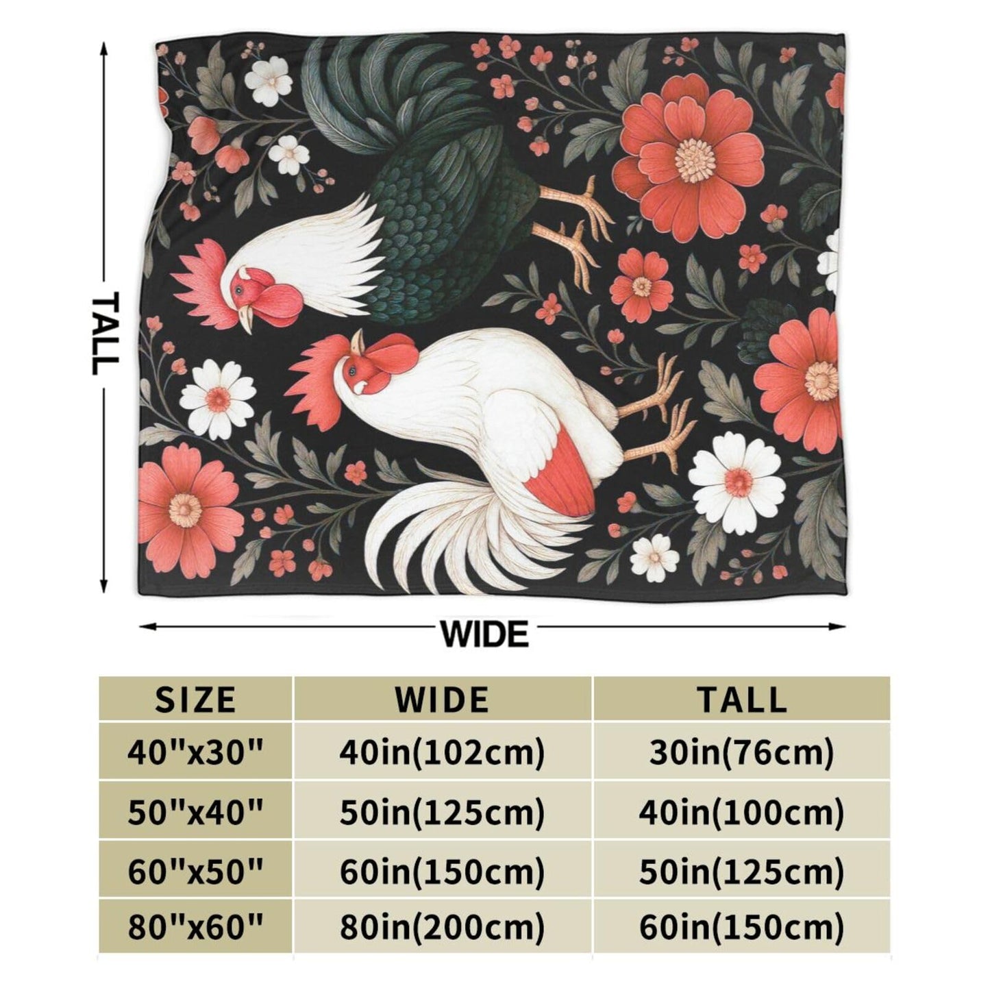 Chicken Blanket Chickens Throw Blanket Soft Warm Cozy Fleece Fuzzy Plush Flannel Blankets Gifts for Women Girls Boys Kids Adults 40"X50"