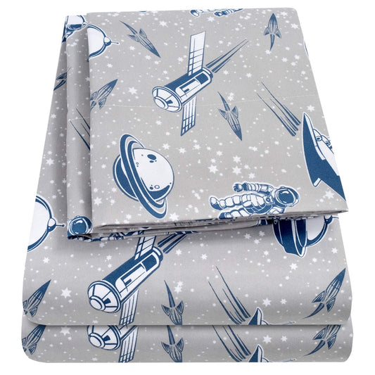 1500 Supreme Kids Bed Sheet Collection - Fun Colorful and Comfortable Boys and Girls Toddler Sheet Sets - Deep Pocket Wrinkle Free Soft and Cozy Bedding - Twin XL, Spaceships