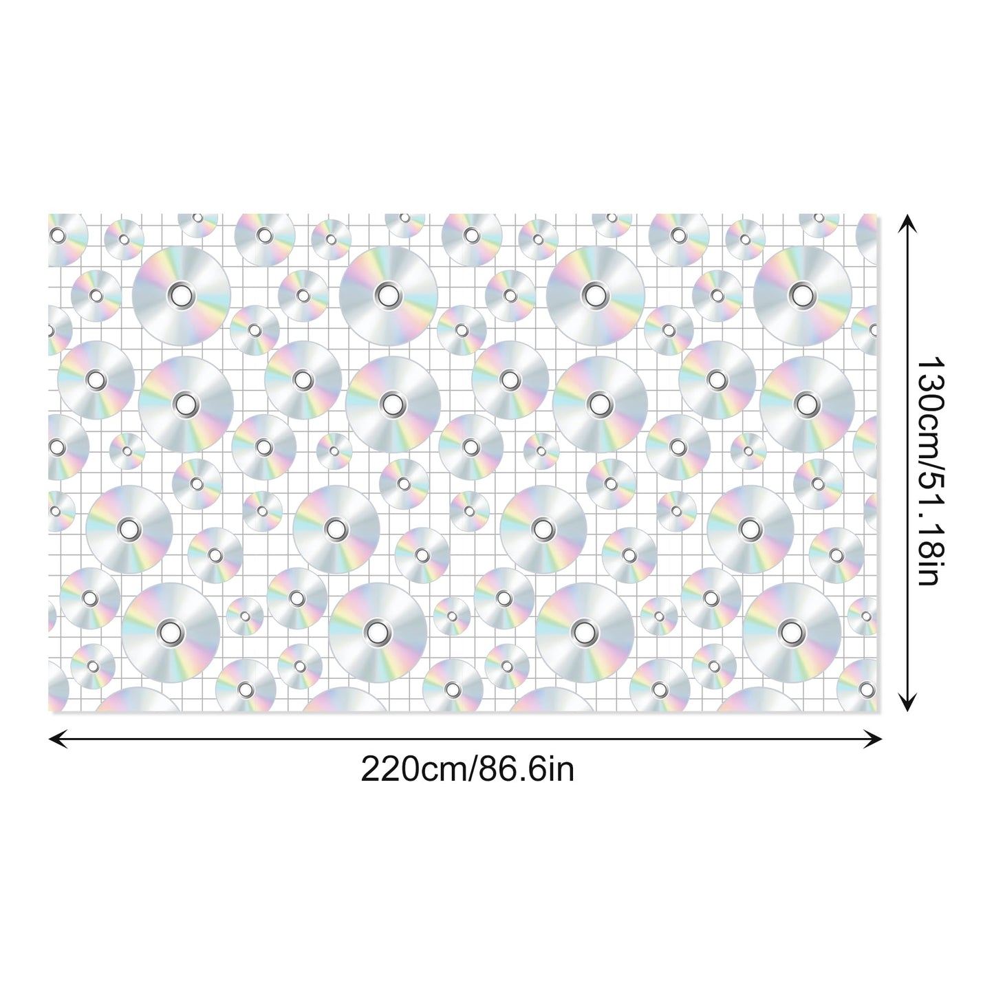 CC HOME 1Pc CD Disc Party Plastic Tablecloth 54 x 87 Inch Long Table Cover, CD Disc Music Party Tablecover for Music Festival Theme Kids Baby Shower Birthday Dinner Picnic Kitchen Event