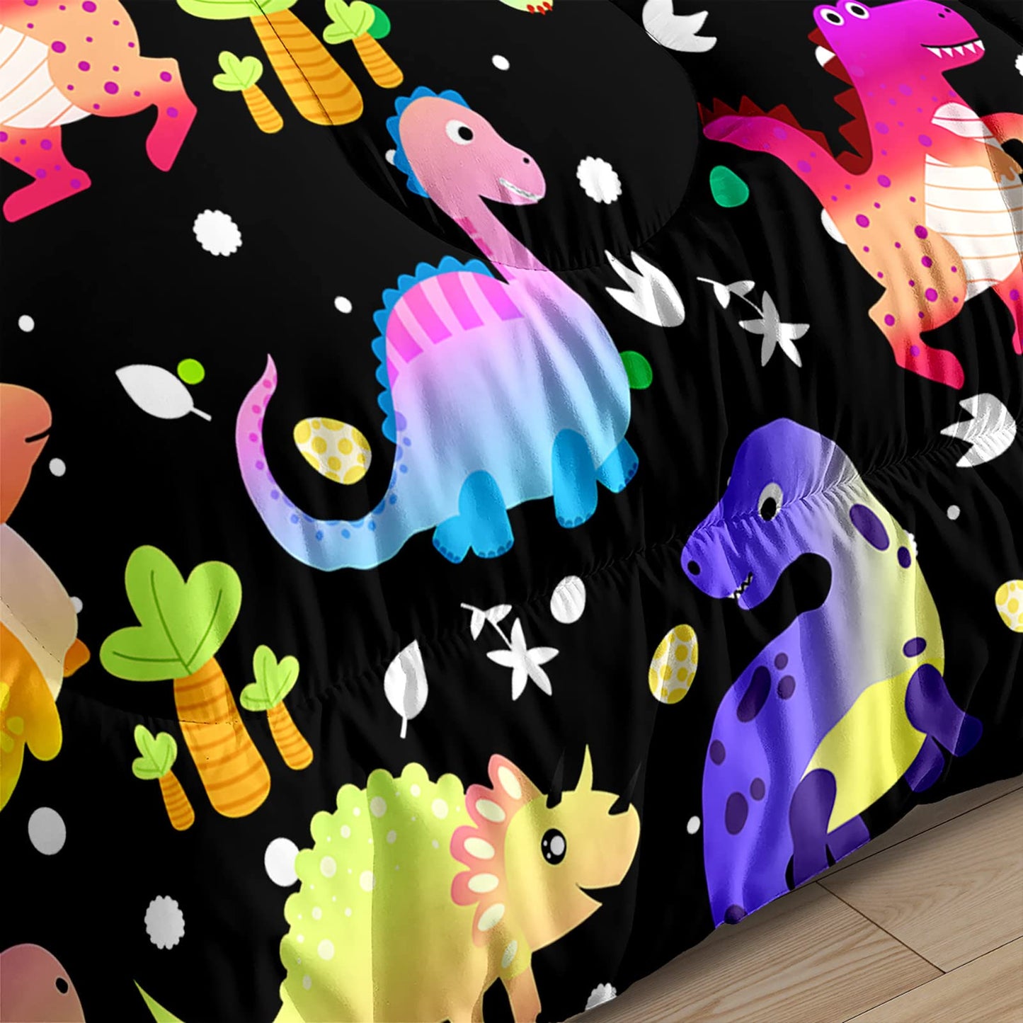 FJKJHKGJ Cartoon Dinosaur Comforter Set Twin Gradient Dinosaur Comforter Set for Boys Girls Kids Twin Quilt Set with 1 Pillowcase