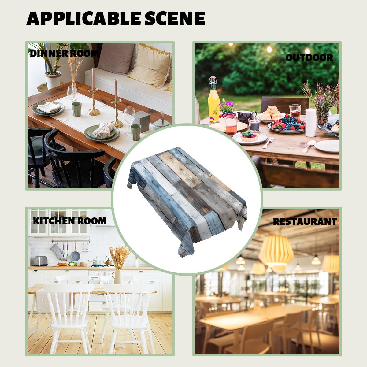 XYJFZL Farmhouse Tablecloth Wood Texture Abstract Rectangle Polyester Table Cloths Kitchen Table Cover for Dining BBQ Picnic Coffee Table 52 x 70 Inch 4-6 Seats