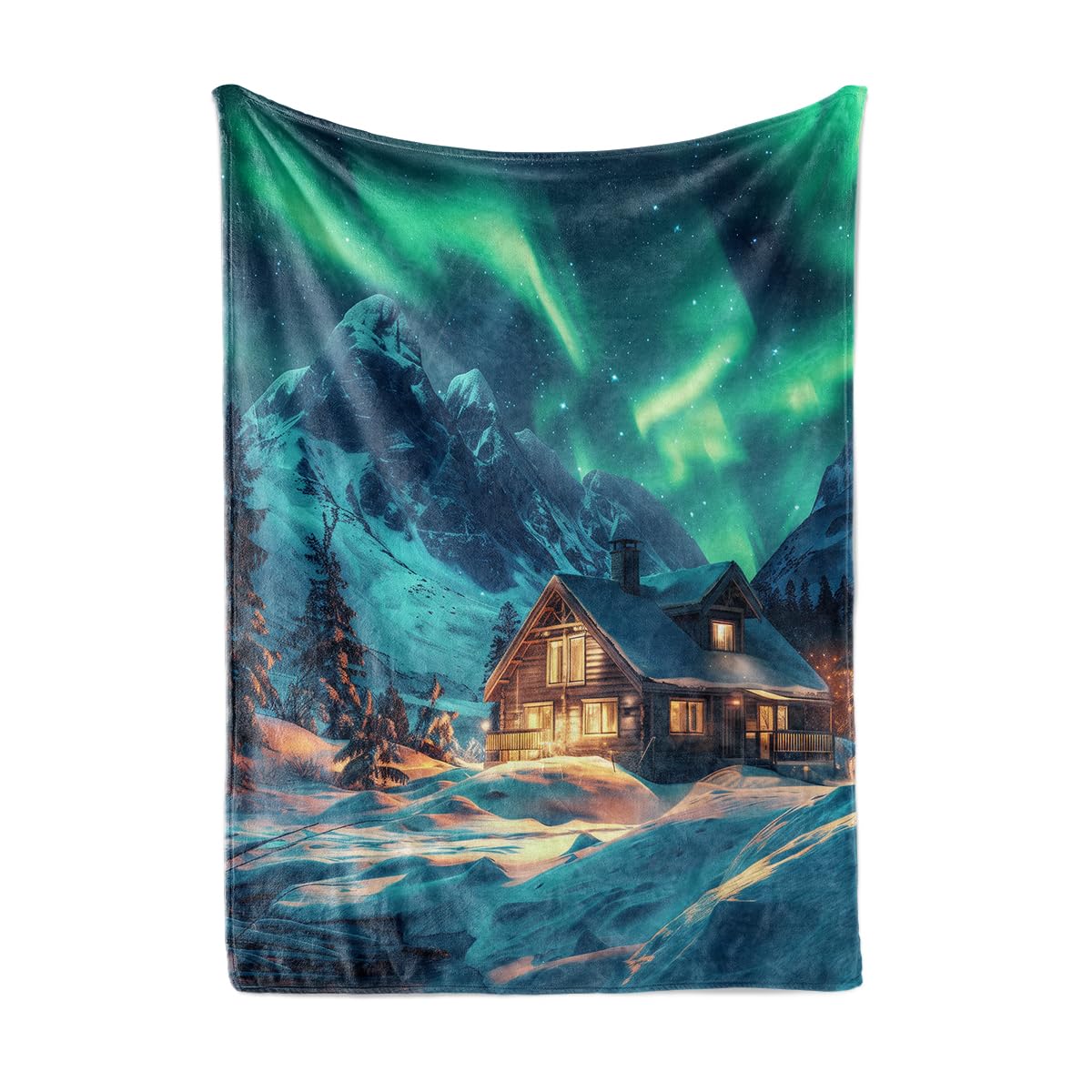 HUNXIAOJ Northern Lights Blanket Aurora Borealis Throw Blanket Northern Lights Gifts Landscape Decor Warm Soft Flannel for Girls Boys Women Teens Adults Bed Sofa Couch (50 in x 60 in)