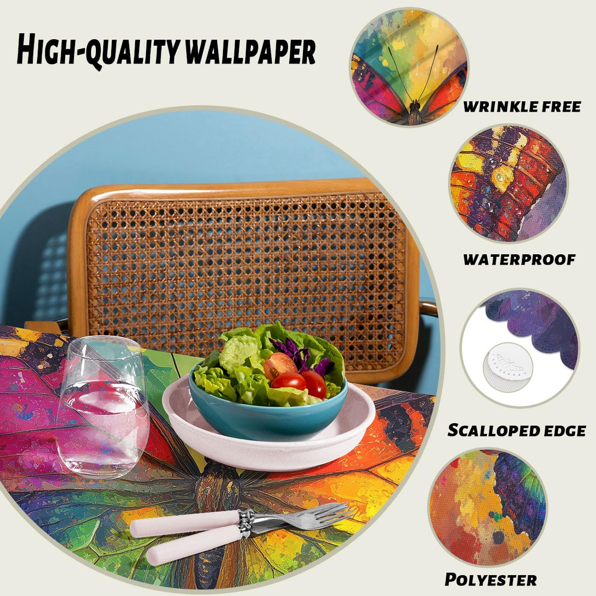 XYJFZL Butterfly Table Cloth Abstract Colorful Butterfly Rectangle Kitchen Table Cover Oblong Tablecloth for Dining Table Buffet Parties Patio Camping 52 x 70 Inch 4-6 Seats