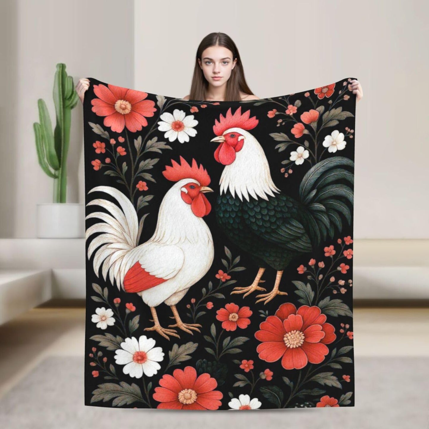 Chicken Blanket Chickens Throw Blanket Soft Warm Cozy Fleece Fuzzy Plush Flannel Blankets Gifts for Women Girls Boys Kids Adults 40"X50"