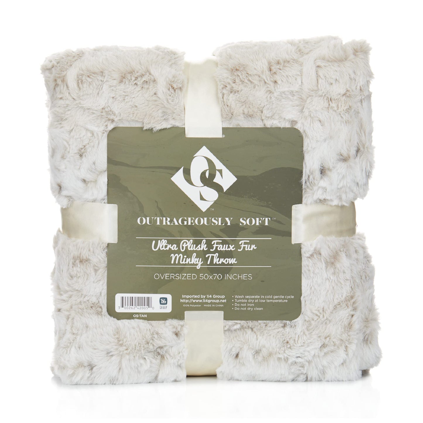 Outrageously Soft Throw Blanket - Ultra Plush Minky Faux Fur Blanket - Oversized 60 x 80 Inches - Tan