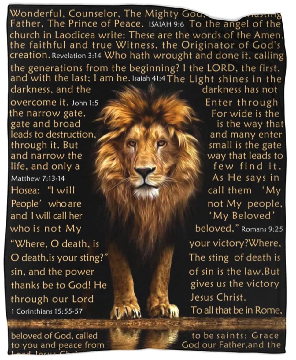 BUUGVIIL Bible Verse Blanket Christian Gifts Lion Prayer Religious Throw Blanket for Men Women Pastor Couch Sofa Bed to Keep Warm 60"x50"