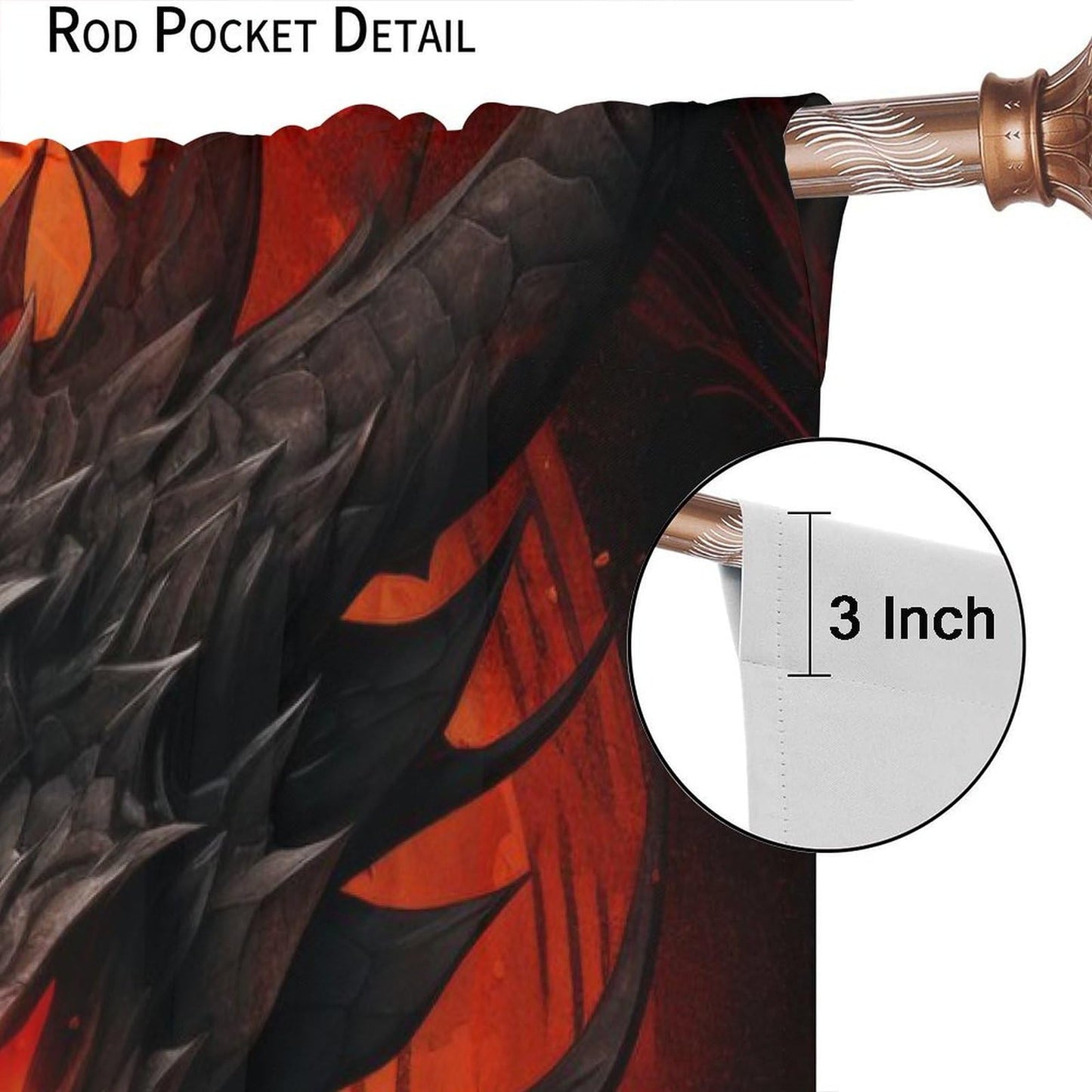 wlsgdsg Dragon Curtains, Mystic Magic Vicious Red Blood Moon Adventure Treasure Dragon Eyes Windows Treatments, Thermal Insulated Drapes for Kids Boys Girls Living Room Bedroom 42x45in (No Blackout)
