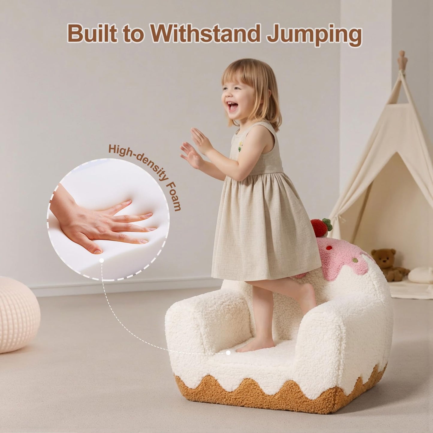 OUOZZZ Kids Chair Comfy for Girls 1-6 Years Old, Soft Sherpa Toddler Sofa