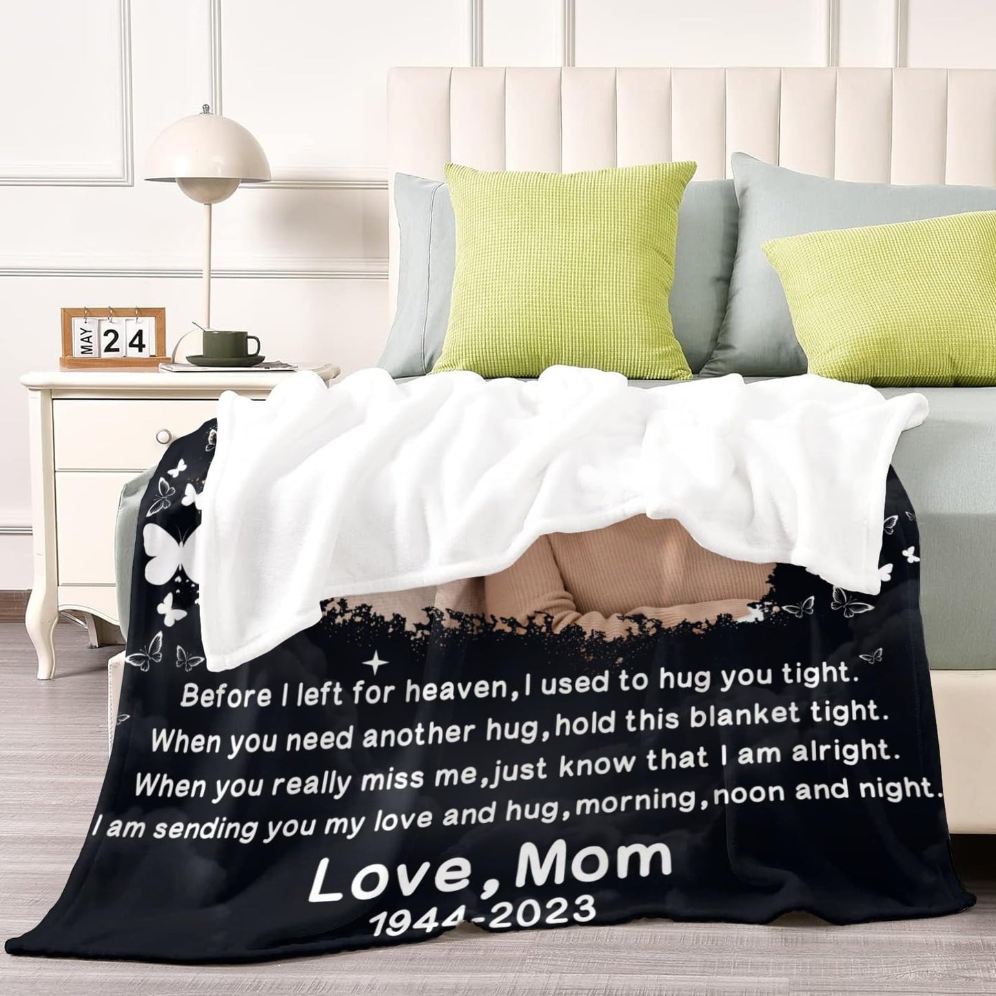 D-Story Custom Memorial Blanket with Photos in Loving Memory for Loved Ones Lost: Made in USA, Personalized Picture Sympathy Remembrance Grief Gift Funeral for Daughter Son Father Mother Brothers