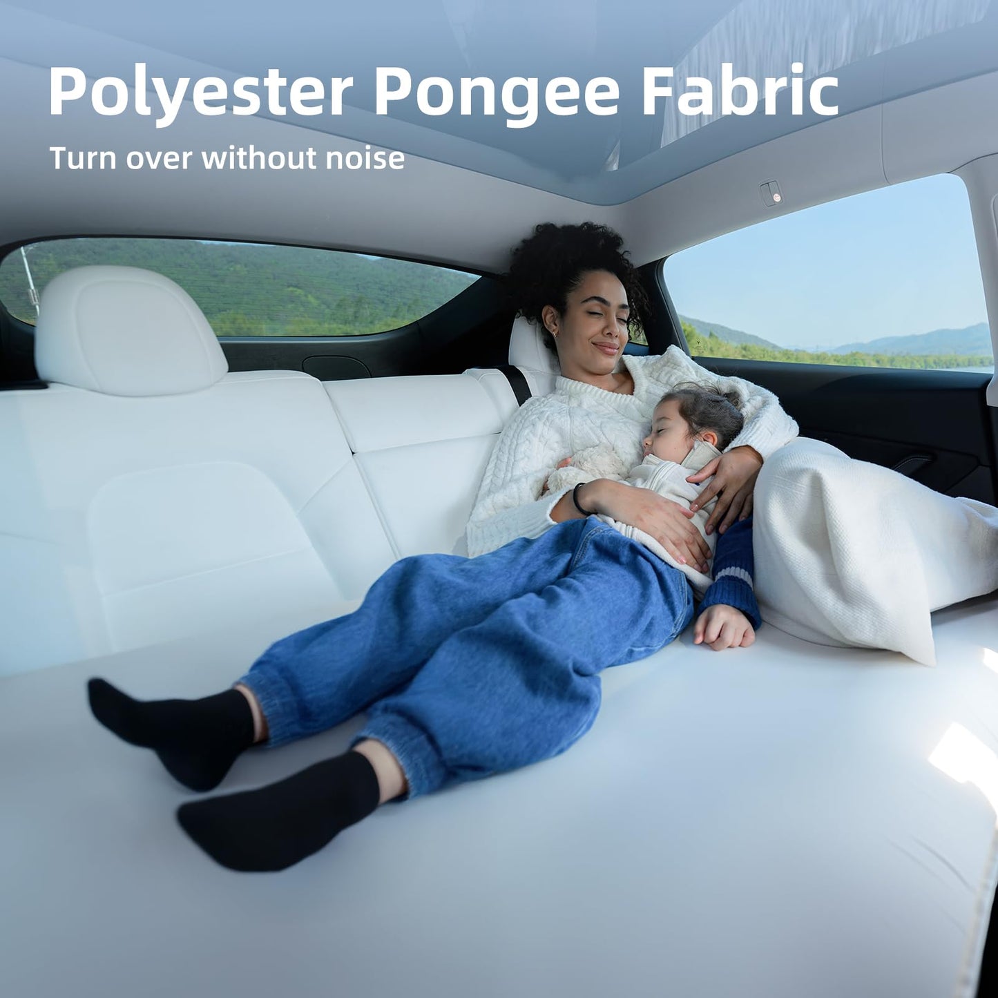 Havnby SUV Car Bed, TPU Air Foam Inflatable Backseat Mattress, Rearseat Camping SnugNest with Rechargeable Built-in Pump, Portable Blow Up Travel Sleeping Mattress for SUV