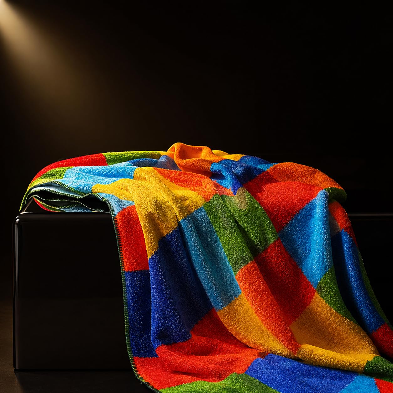 YOEMOVTE Chromatic Pulse Plush Throw Blanket, Color Block Geometric Blanket for Emotional Interiors, Soft Textured Color Therapy Blanket