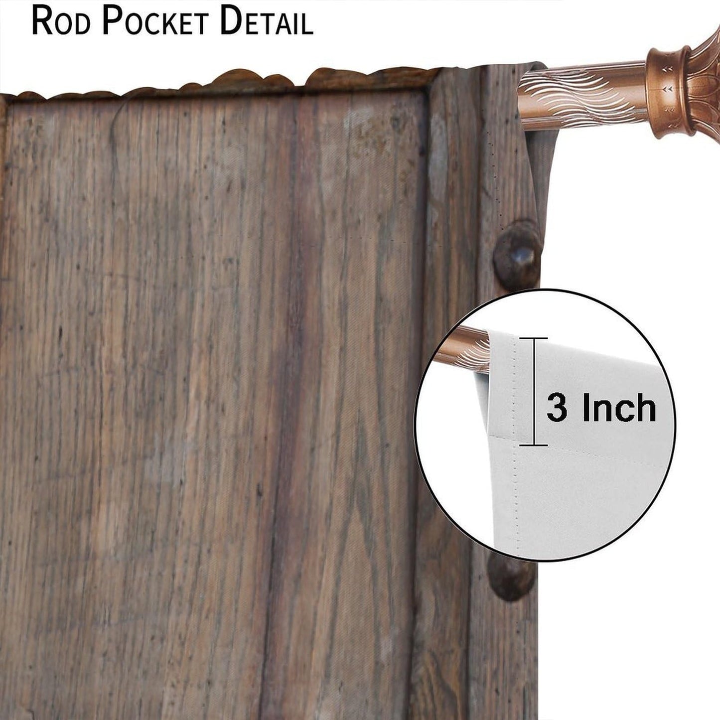 Nanacur Vintage Wood Door Curtains, Rustic Wooden Barn Farmhouse Home Rod Pocket Window Treatment for Bedroom Living Room Kitchen Drapes 41" W X 45" L (No Blackout)
