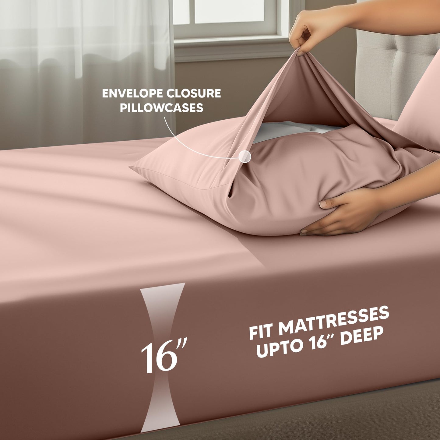Utopia Bedding Queen Size Sheet Set – 4 Piece Bed Sheets, Soft and Breathable Microfiber, Includes 1 Fitted Sheet, 1 Flat Sheet and 2 Pillowcases – Oeko Tex (Blush Pink)