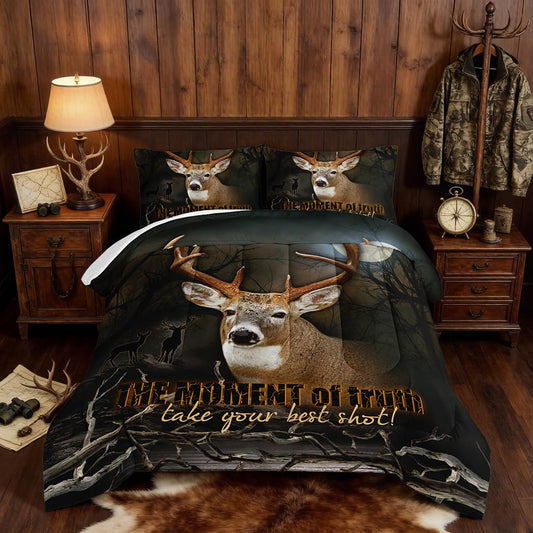 HOSIMA Deer Comforter Forest Hunting Bedding Sets for Teen Boys Mens Bedroom Essentials RV Inside Decor,Western Bedding Set Wildlife Animal Comforter Full Size with 2 Pillowcases.