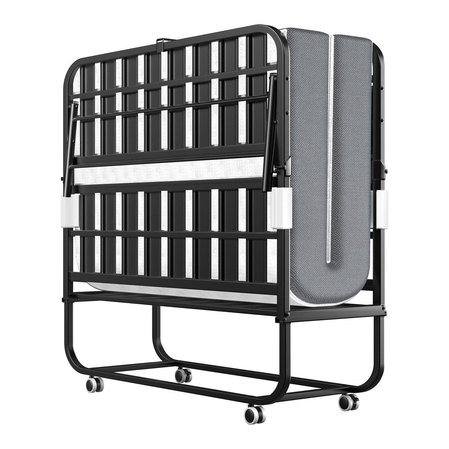 FYYXTEE Folding Bed with Memory Mattress, Twin Portable Roll Away Guest Cot with Wheels, Widened Grid Support Frame for Adults, Space-Saving for Office, Room, Basement, Small Apartment, 75" x 38"