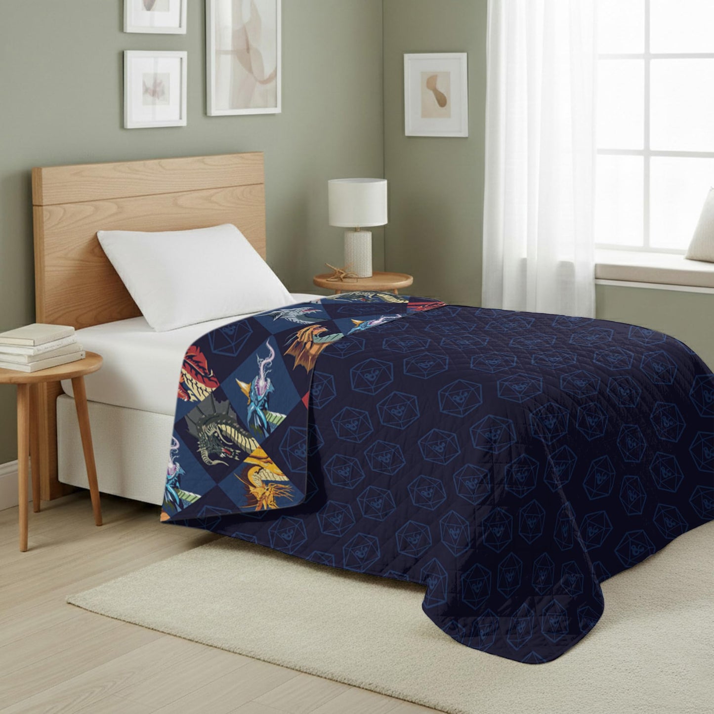 Northwest Dungeons & Dragons Dragons & Dice Quilted Blanket, Comfy Throw, Soft Lightweight Bedding for Bed, or Couch, 60 x 80 inches
