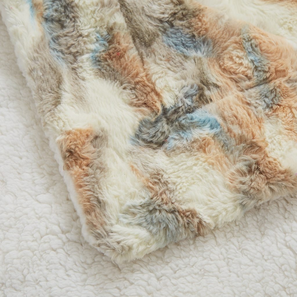 Tache Luxurious Russian Lynx Brown Throw Super Soft Warm Faux Fur with Ivory Sherpa Back Blanket - 50x60