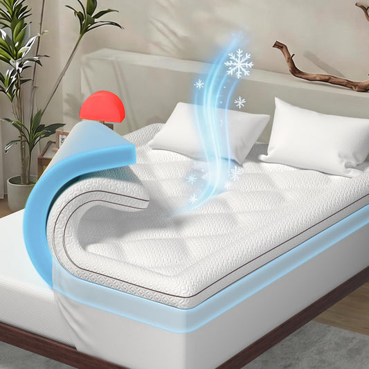 Ninemoon Dual Layer Cooling Memory Foam Mattress Topper Queen Size, 2 Inch Gel Mattress Topper + 1 Inch Pillow Top Mattress Pad, Soft Bed Topper with Deep Pocket 8-21 Inch