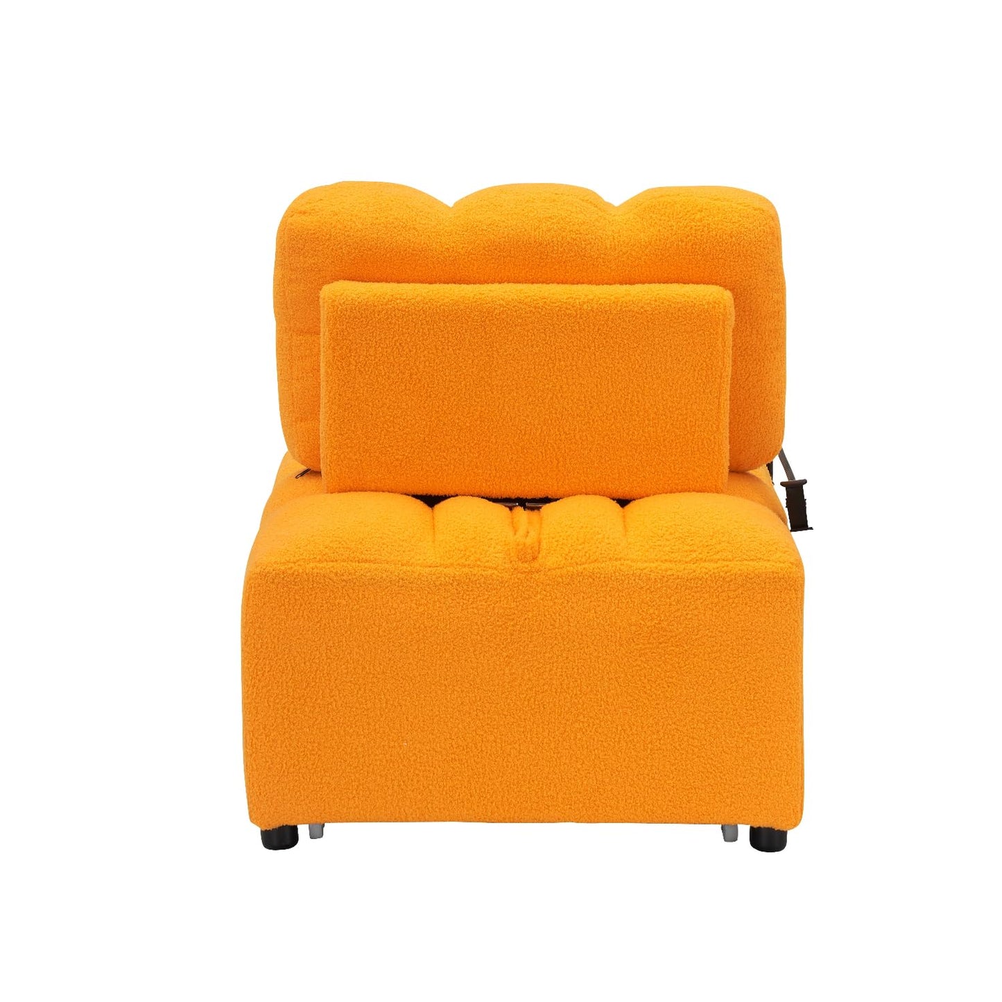 JvFun 40" L Convertible Sofa Bed, 3-in-1 Multifunctional Lounge Sleeper,Pullout Guest Bed with Side Pocket & Phone Holder, Adjustable Backrest | Design for Small Spaces, Living Room & Bedroom,Orange