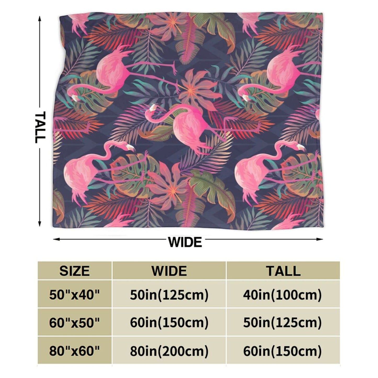 Perinsto Tropical Flamingos with Palm Leaves Throw Blanket Ultra Soft Warm All Season Decorative Fleece Blankets for Bed Chair Car Sofa Couch Bedroom 50"X40"