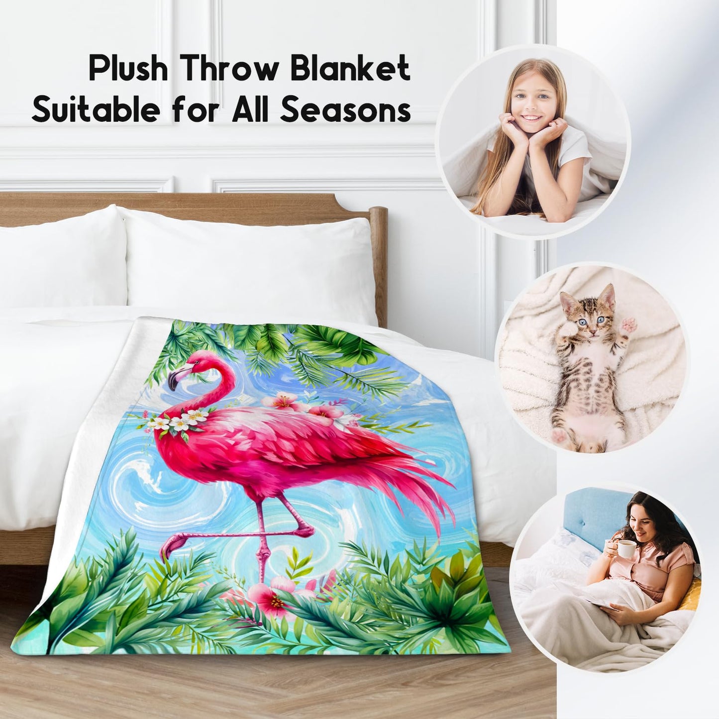 Girls Blanket Flamingo Blankets Gifts - Flannel Soft Throws for Room Decor/Couch/Sofa - 30"x40"
