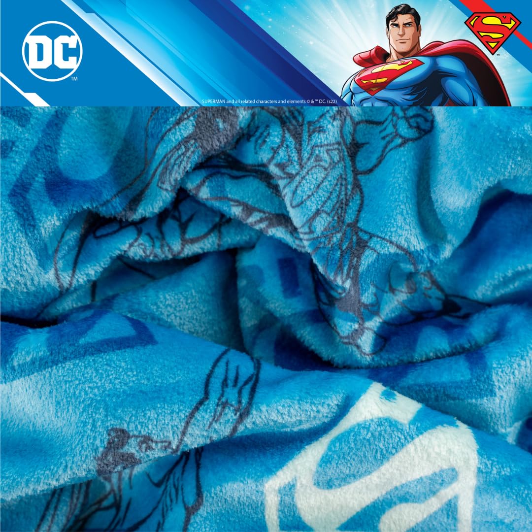 Superman DC Comics Bedding Super Soft Cozy Plush Throw, 46 in x 60 in, (Officially Licensed Product) by Franco
