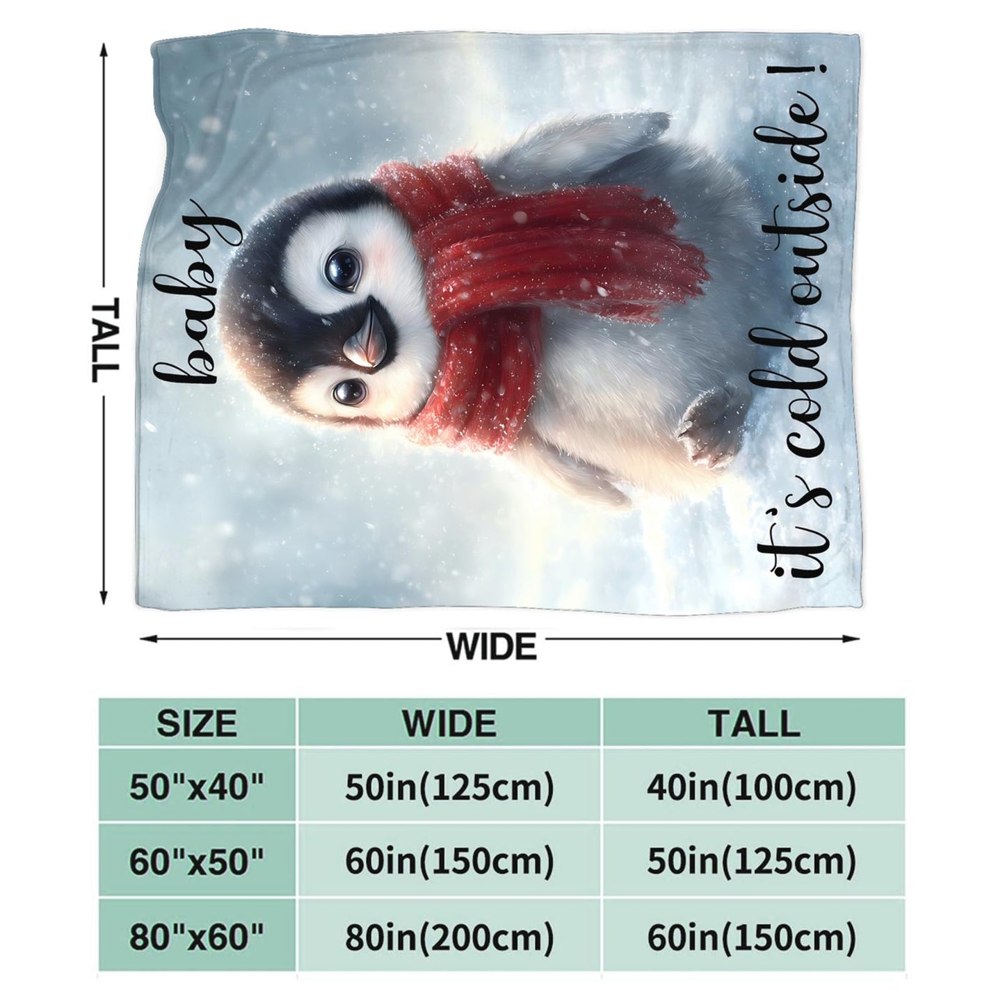Baegopa Penguin Blanket Gifts Throw 50"X40"