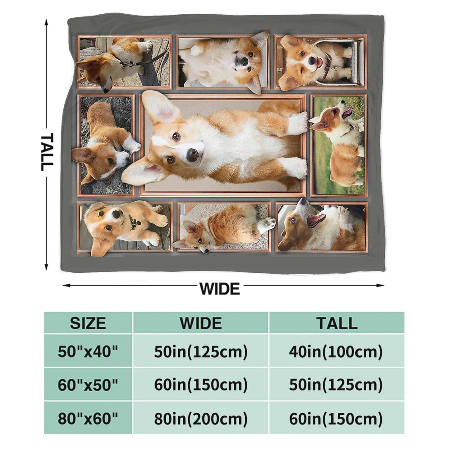 Tijuboni Corgi Throw Blanket Dog Gifts for Girls Boys Women Men Kids Adults Soft Flannel Fleece Blanket for Couch Sofa Bed Home Decor 40"x50"