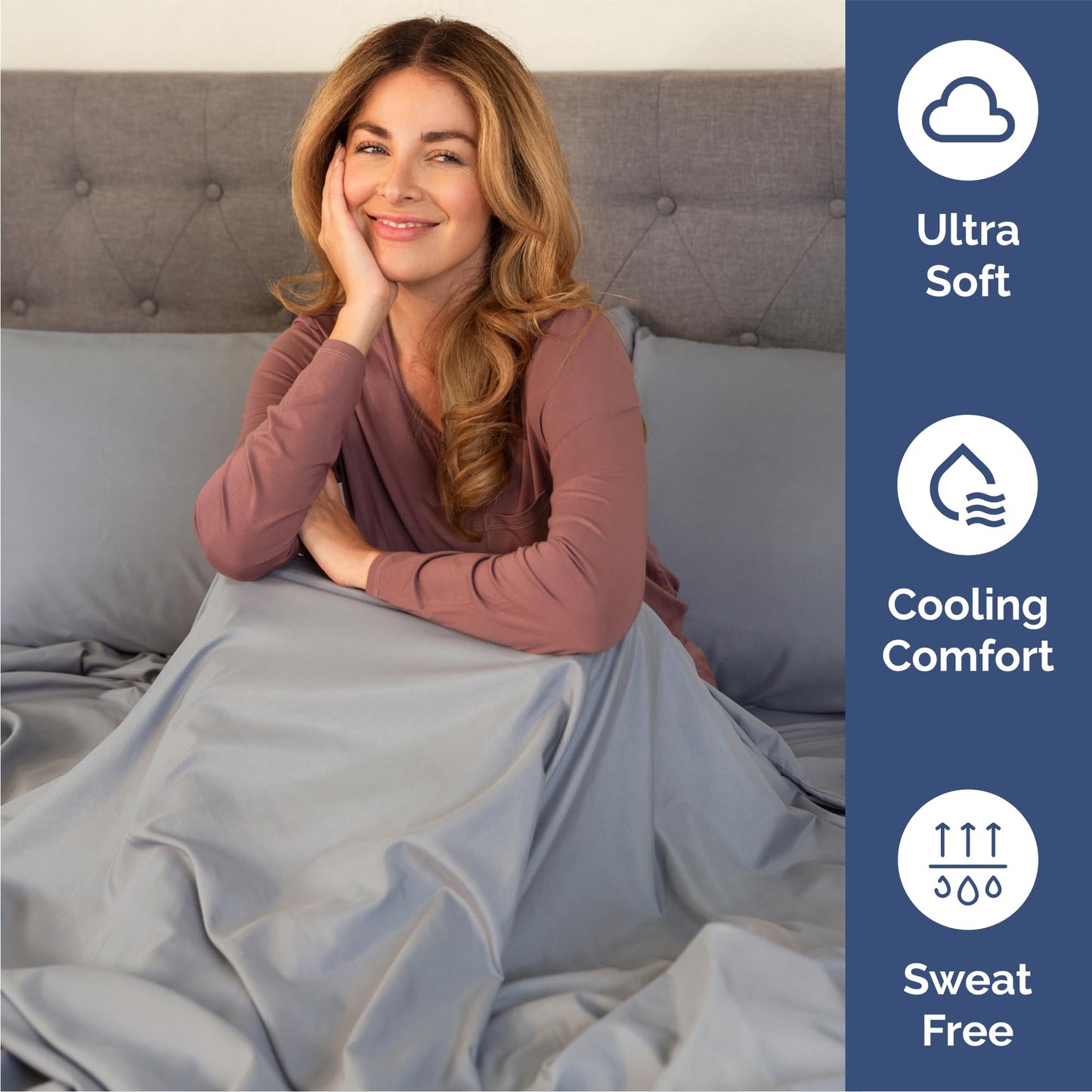 Queen Size 4 Piece Sheet Set - Comfy Breathable & Cooling Sheets - Hotel Luxury Bed Sheets for Women & Men - Deep Pockets, Easy-Fit, Soft and Wrinkle Free Sheets - Steel Blue Oeko-Tex Bed Sheet Set