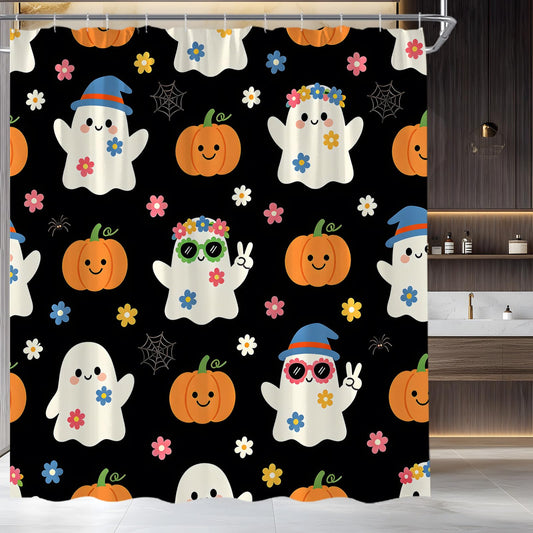 UEAUUN Halloween Ghost Shower Curtain, 72''Wx72''L