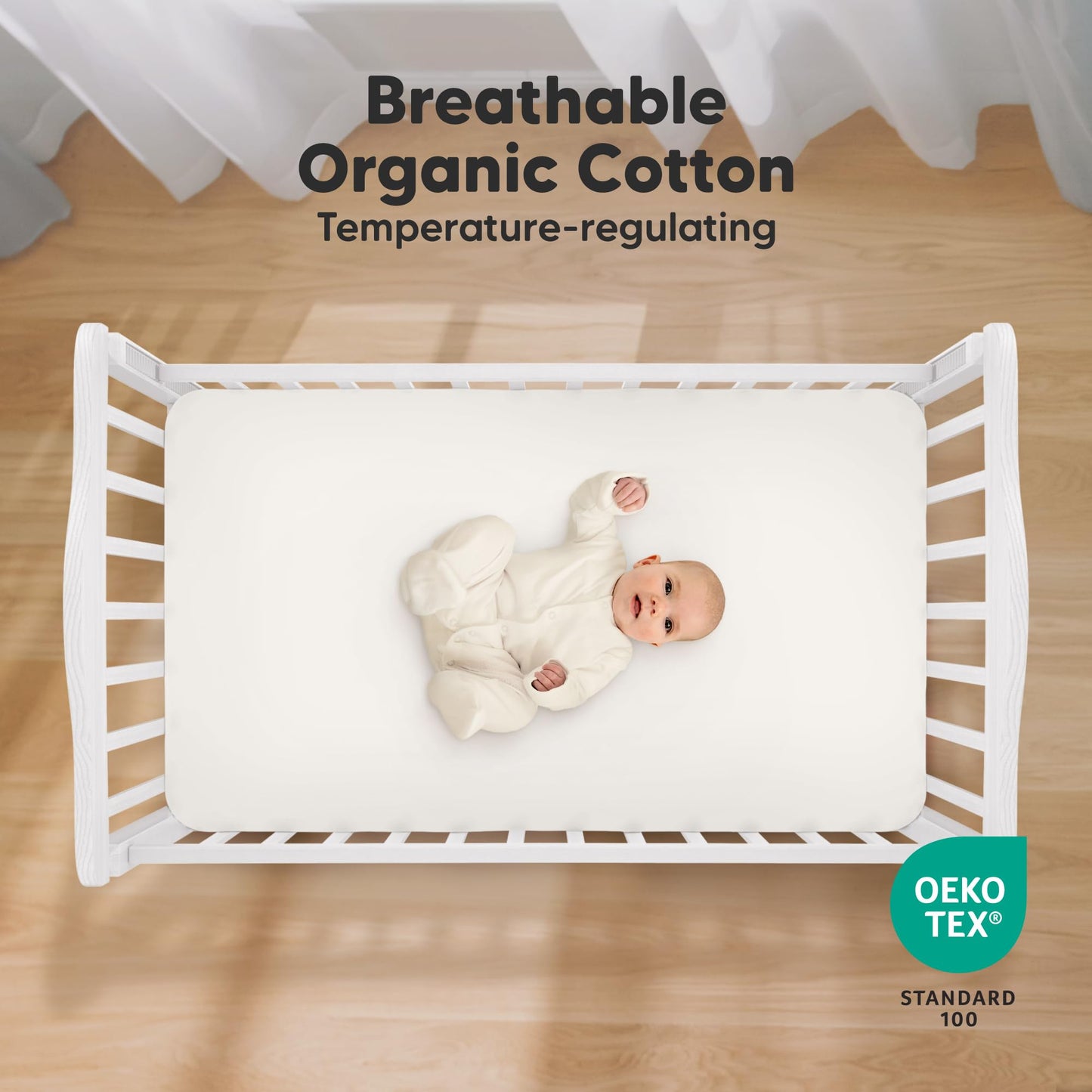 KeaBabies 2-Pack Organic Cotton Crib Sheets for Boys, Girls - 52x28 Fitted Crib Mattress Sheet Neutral, Breathable Cover for Baby Bed Set, Toddler Mattress, Soft & Cute Prints (Butterflies)