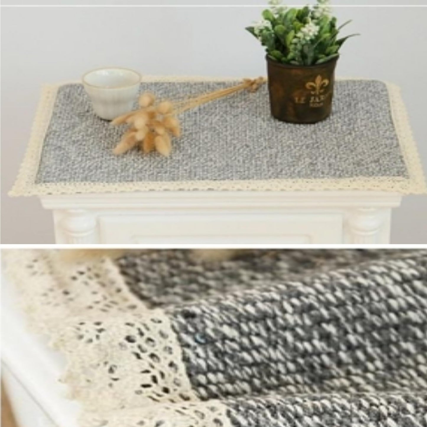 YUZHANGHE Tablecloth Nightstand End Tabletop Dust Cover 15.75 x23.6 Night Stand Table Linen - Grey