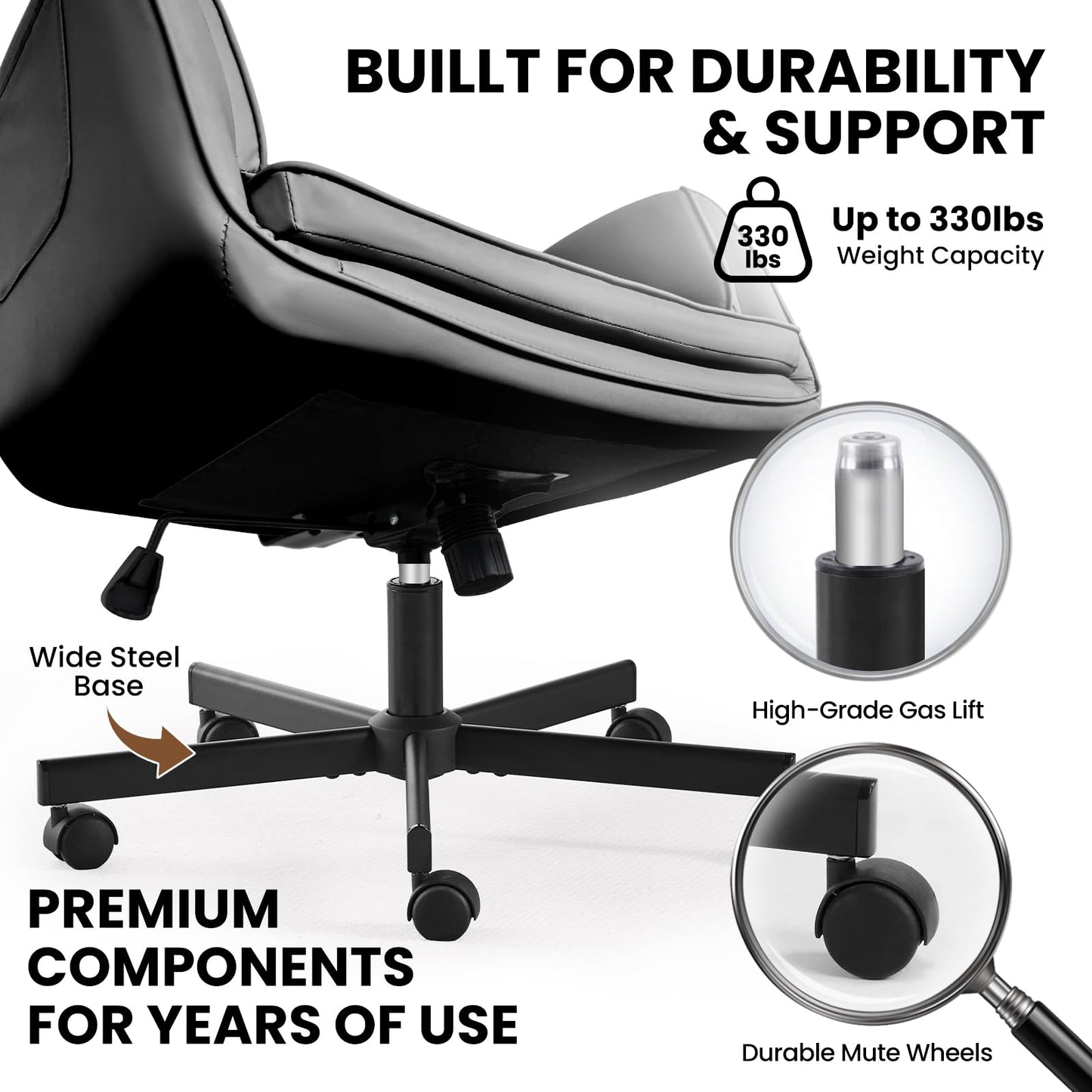 Sepnine Swivel Criss Cross Chair, Cross Legged Desk Chair for Home Office Comfortable Chair with Dirt-Proof (Black)
