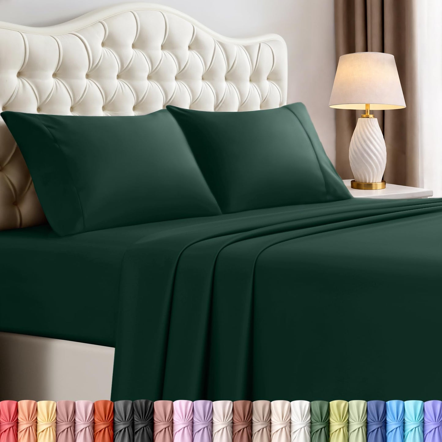 Utopia Bedding Queen Size Sheet Set – 4 Piece Bed Sheets, Soft and Breathable Microfiber, Includes 1 Fitted Sheet, 1 Flat Sheet and 2 Pillowcases – Oeko Tex (Emerald Green)