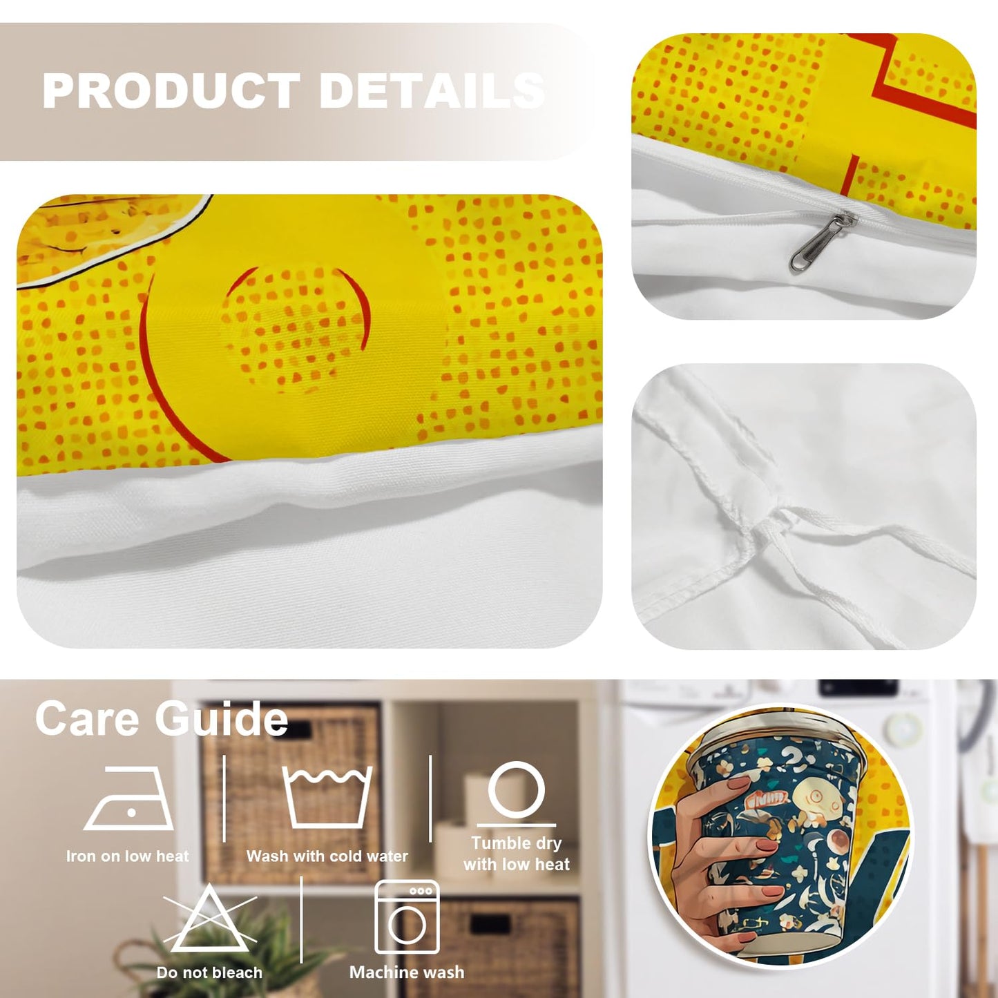 BaoNews Anime Art Digital 100% Cotton Duvet Cover Set Full Size, Hoodie Fashion Drink Bedding Sets Soft Comforter Cover with Zipper Closure and 2 Pillowcases(No Filler)