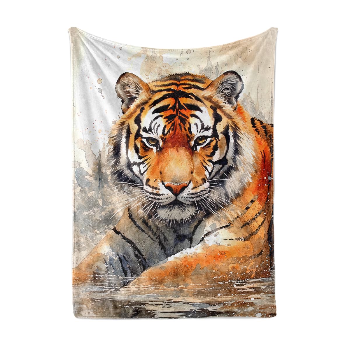 HUNXIAOJ Tiger Throw Blanket Tiger Gift for Kid Animal Print Blankets Queen Size Soft Warm Flannel for Sofa Bed (50 in x 60 in)