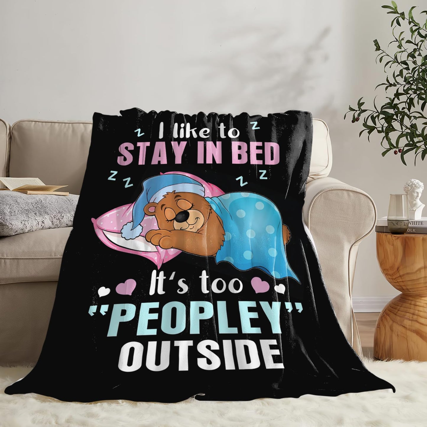Funny Bear Throw Blanket Bear Gifts for Girls Boys Women Men Kids Adults Soft Flannel Fleece Blanket for Couch Sofa Bed Home Decor 40"x50"