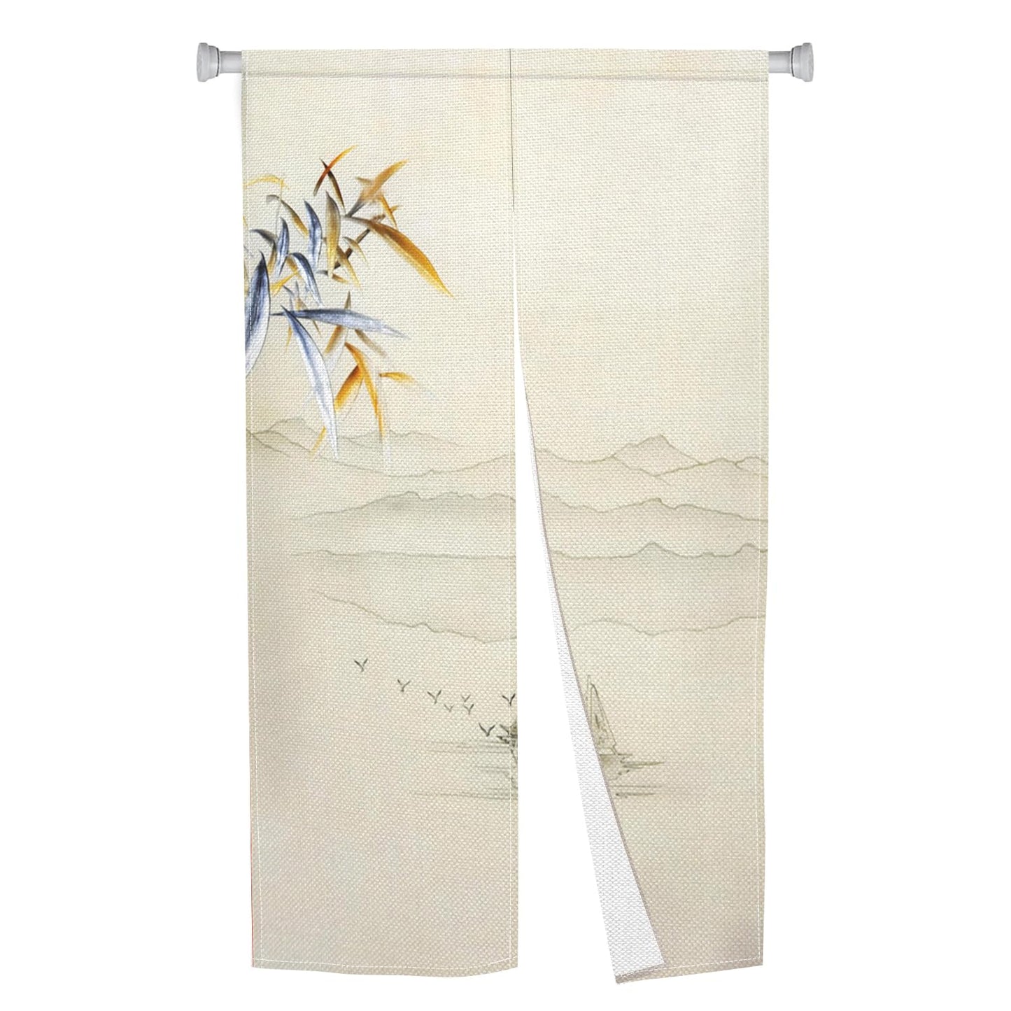 Leowefowa Japanese Doorway Curtain Noren Long Fengshui Window Treatment Kahki Door Curtains Tapestry Panel Polyester for Room Privacy Divider Home Kitchen Decorations(Mount, Bamboo), 33.5"x 70.9"