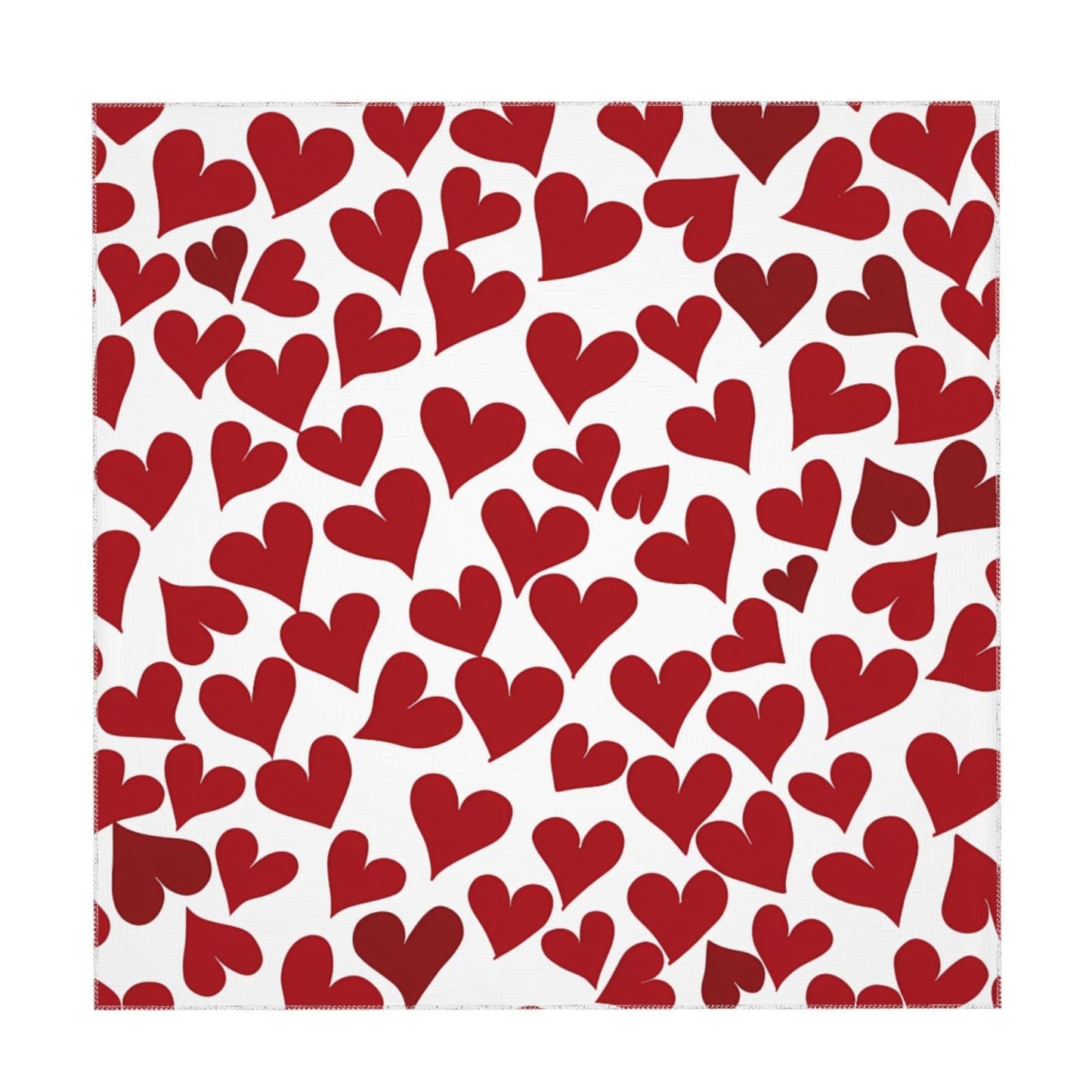 Entemne Square Table Cloth 55x55 Inch Red Love Heart Pattern Tablecloth Washable Soft Wrinkle Free Dust Proof Card Table Cover for Tea Party Picnic Kitchen Dining Decor
