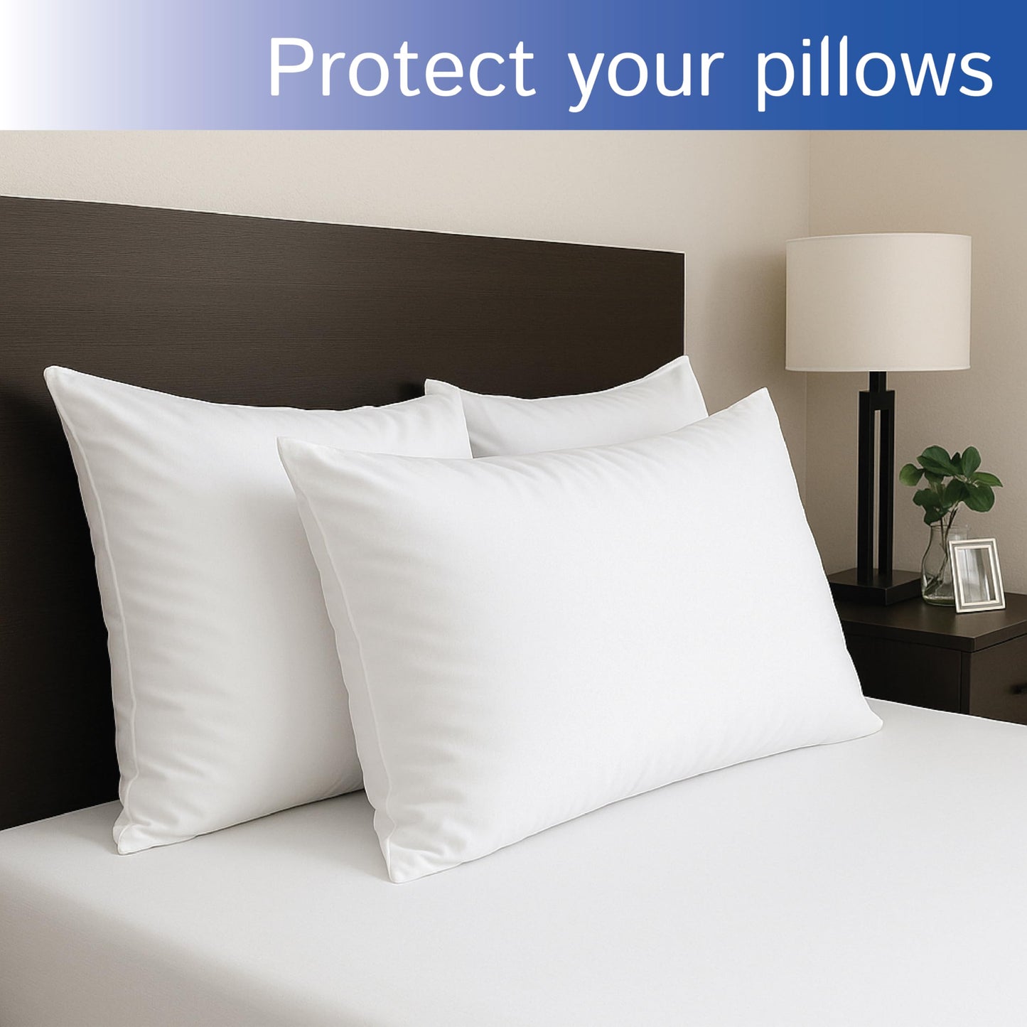 Queen Size Waterproof Pillow Protectors (Set of 2) – Zippered Hypoallergenic Pillowcase Cover Allergen Dust Proof Encasement