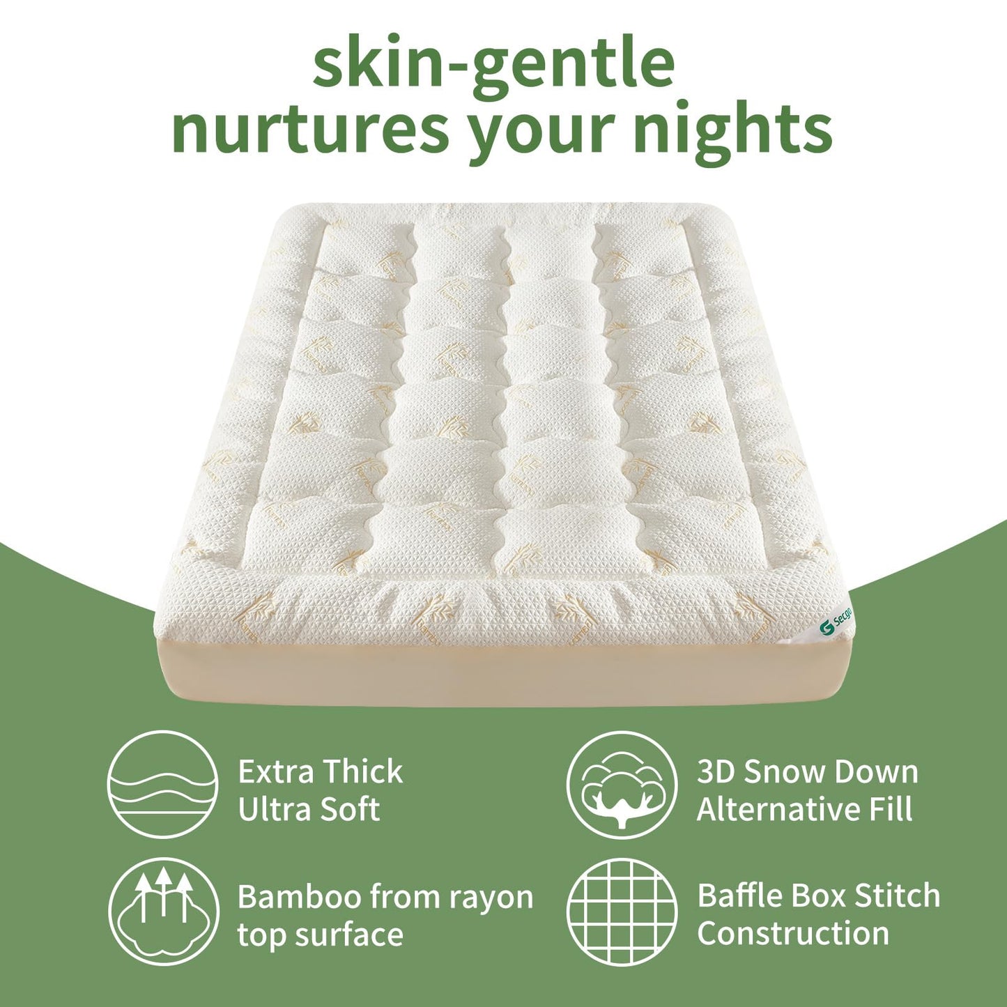 Premium 100% Waterproof Full Mattress Topper, Breathable Mattress Pad, Rayon from Bambo Bed Protector, Deep Pocket Sheet Cover 8"-21"