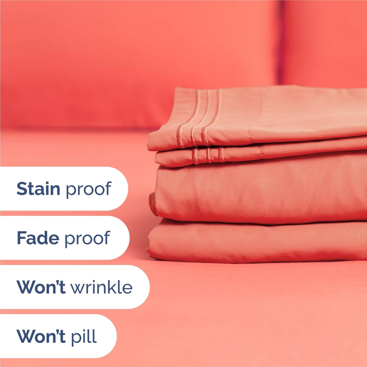 Split King Size 5 Piece Sheet Set - Comfy Breathable & Cooling Sheets - Hotel Luxury Bed Sheets for Women & Men - Deep Pockets, Easy-Fit, Soft and Wrinkle Free Sheets - Coral Oeko-Tex Bed Sheet Set