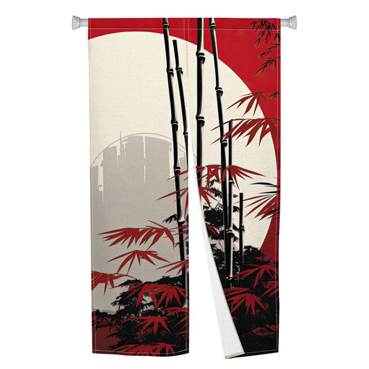 Leowefowa Traditional Japanese Noren Curtain Doorway Long Style Door Tapestry Window Treatment Japanese Kitchen Door Curtains Red Blossom Printed Panel Hanging Room Divider Home Decor, 33.5"x 70.9"