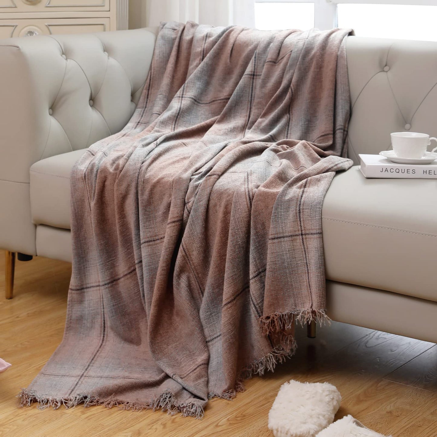 patdrea Throw Blanket Knitted Textured Throw Blanket Farmhouse Soft Cozy Warm Couch Blanket Grey (Grey, 59"×79")