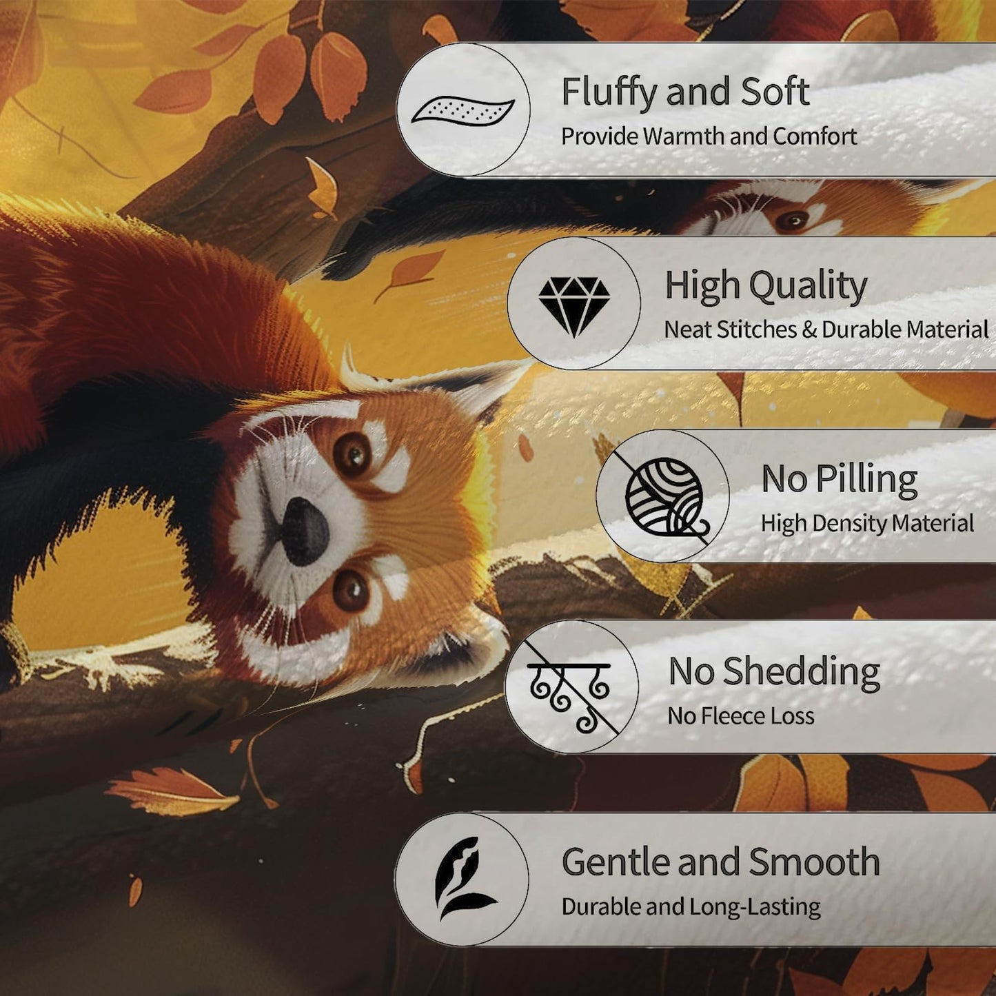 Ti Caldi Autumn Red Panda Family Blanket Soft Cozy, Lightweight & Fluffy Flannel Throw Blankets - Perfect for Couch, Bed, Travel - Warm Home Decor for Indoor & Outdoor Use 60"x50"