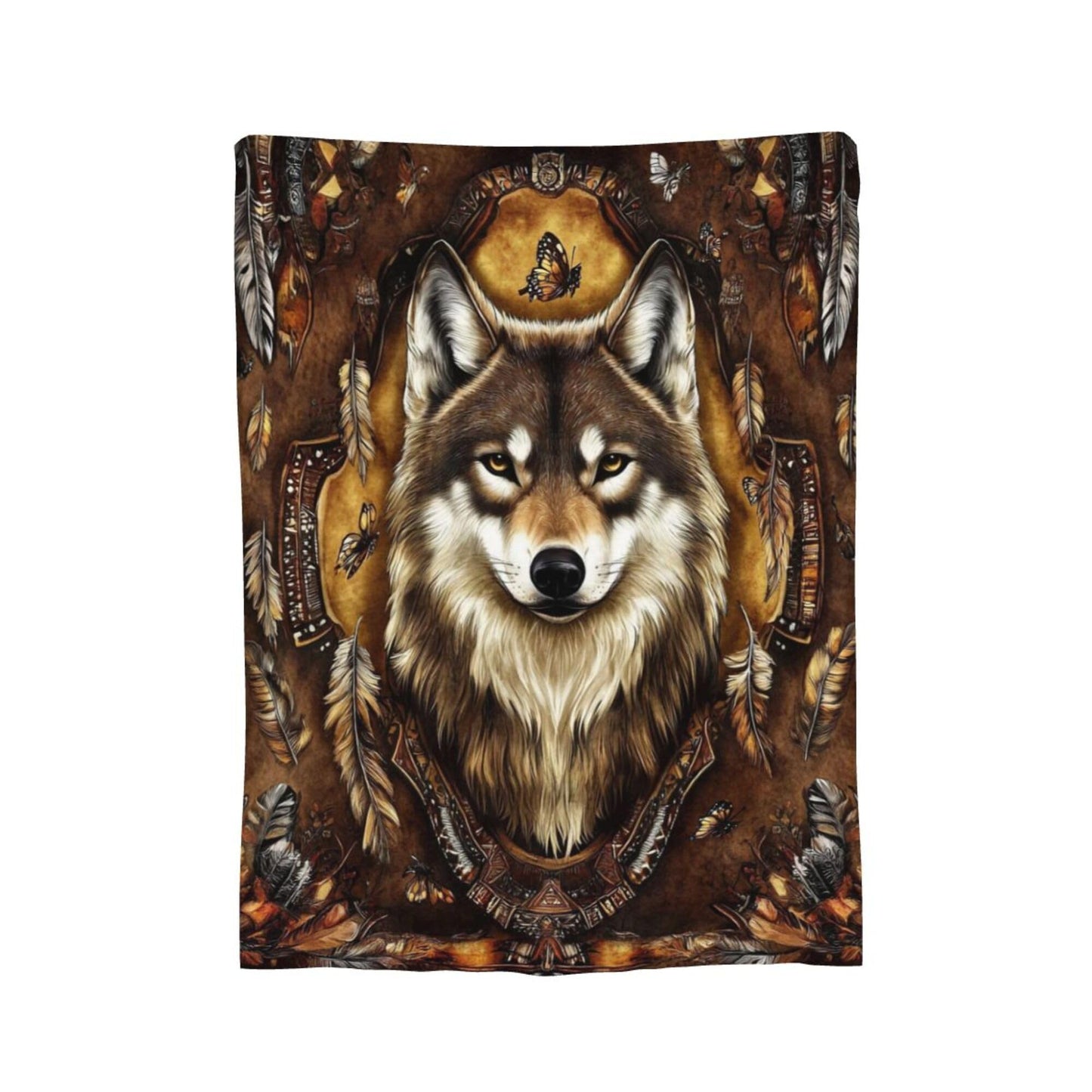 Indian Wolf Blanket Wolf Fleece Throw Blanket Super Soft Fuzzy Plush Cozy Warm Wolves Decor Stuffed Bedding Blankets Gift for Boys Girls Men Women Kids & Adult 50"x40"